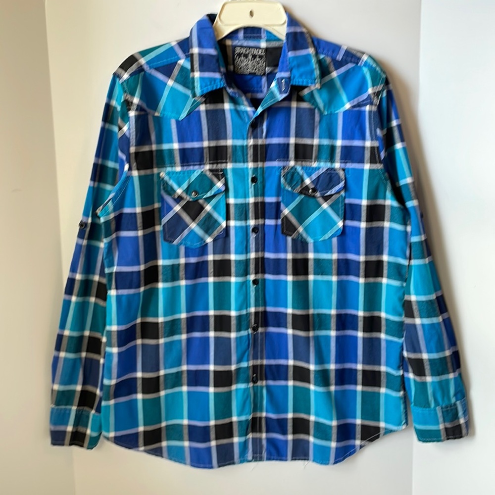 Straight Faded Men's  Size Medium  Button Down Shirt Roll cuffs